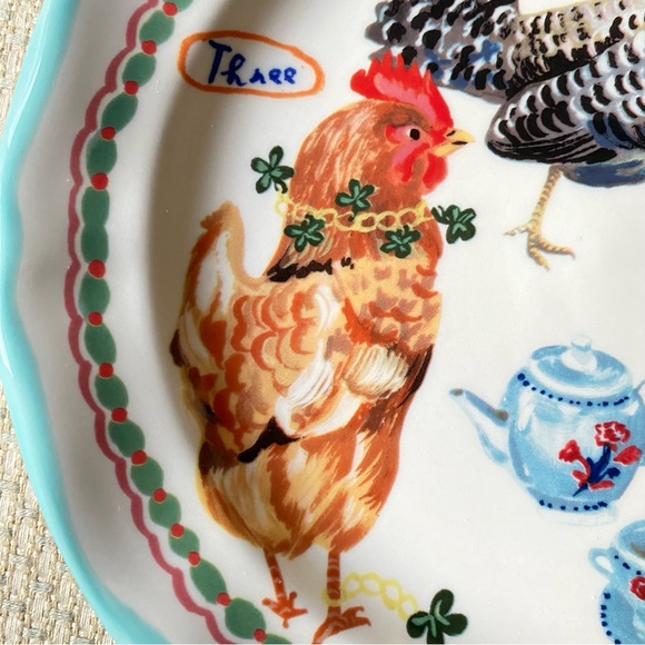 Anthropologie - Nathalie Lete 12 Days of Christmas plates- 3 French Hens - Picture 8 of 11